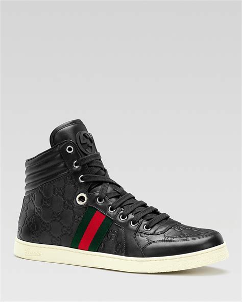 gucci metallic leather high top sneaker|gucci high top sneakers beige.